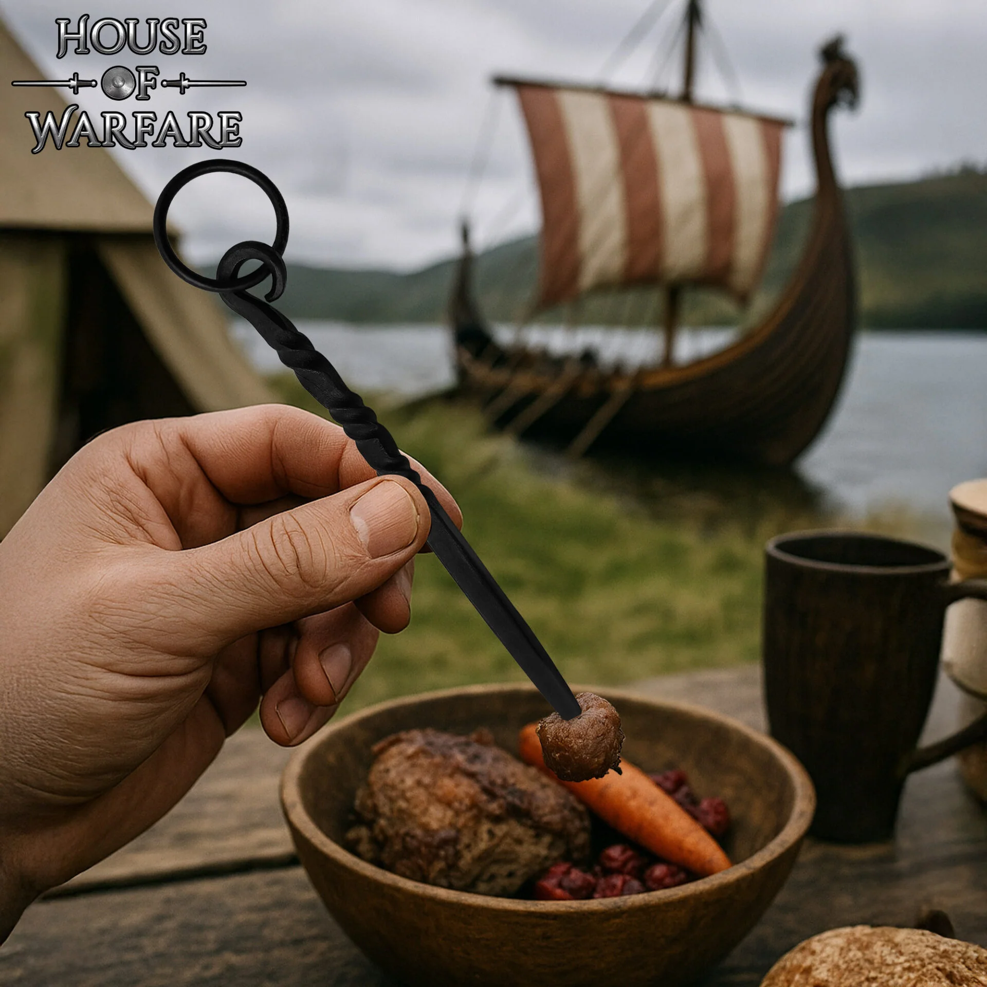 Pica Medieval de Hierro Negro Forjada a Mano - 7 Pulgadas Vikingo Herramienta de Comedor - Image 10