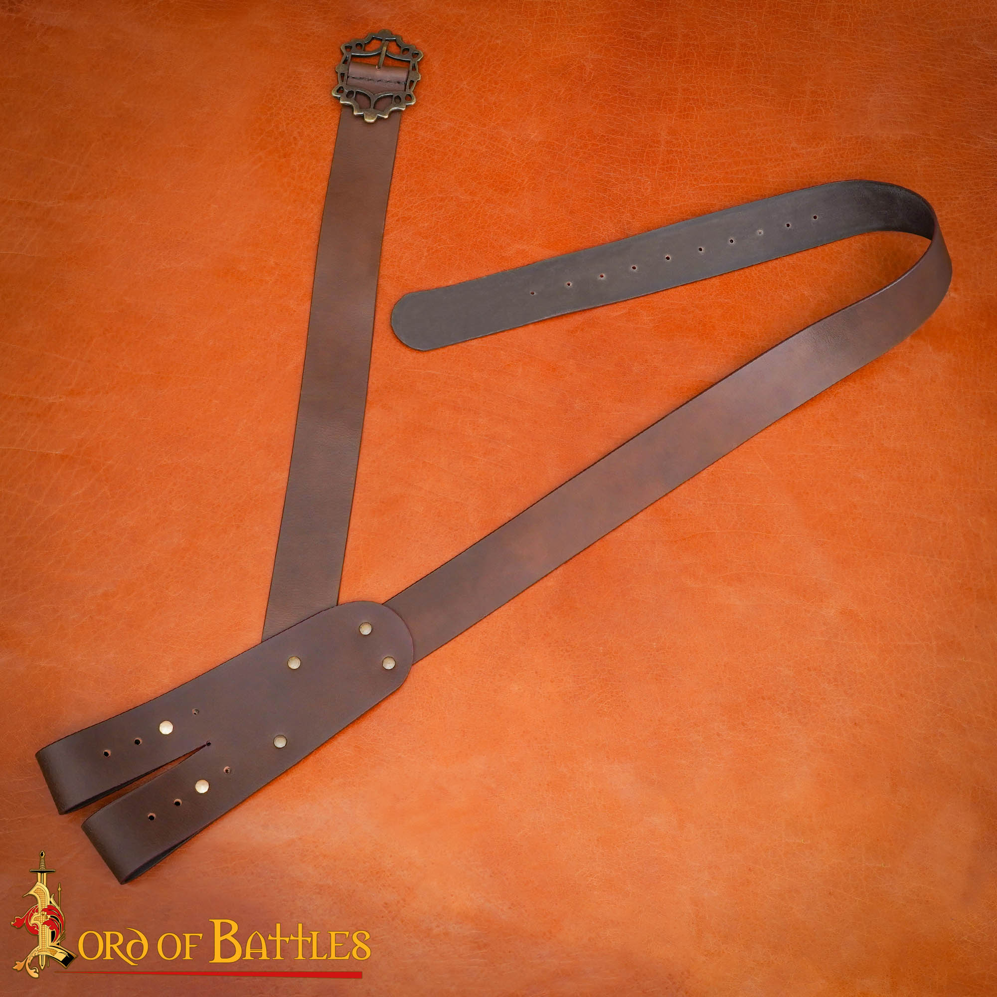 Pirate Baldric Leather Sword Belt - Cinturón de Hombro de Cuero Marrón Hecho a Mano con Hebilla de Latón - Image 8