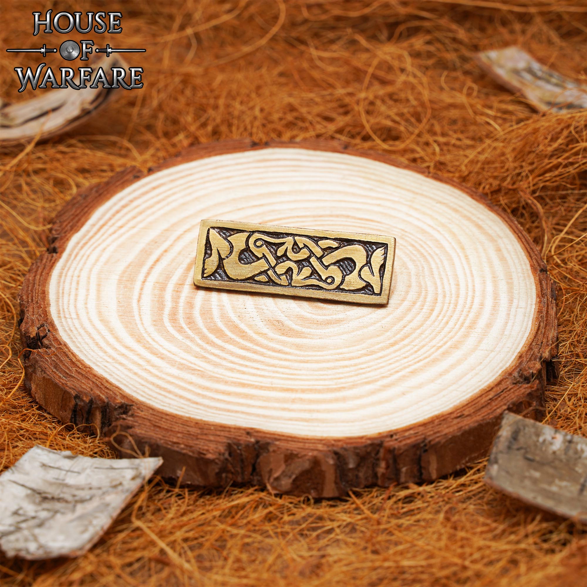 Placa de Montaje de Latón Vikingo - Acabado Antiguo Decoración Nórdica para Cinturón - Image 2
