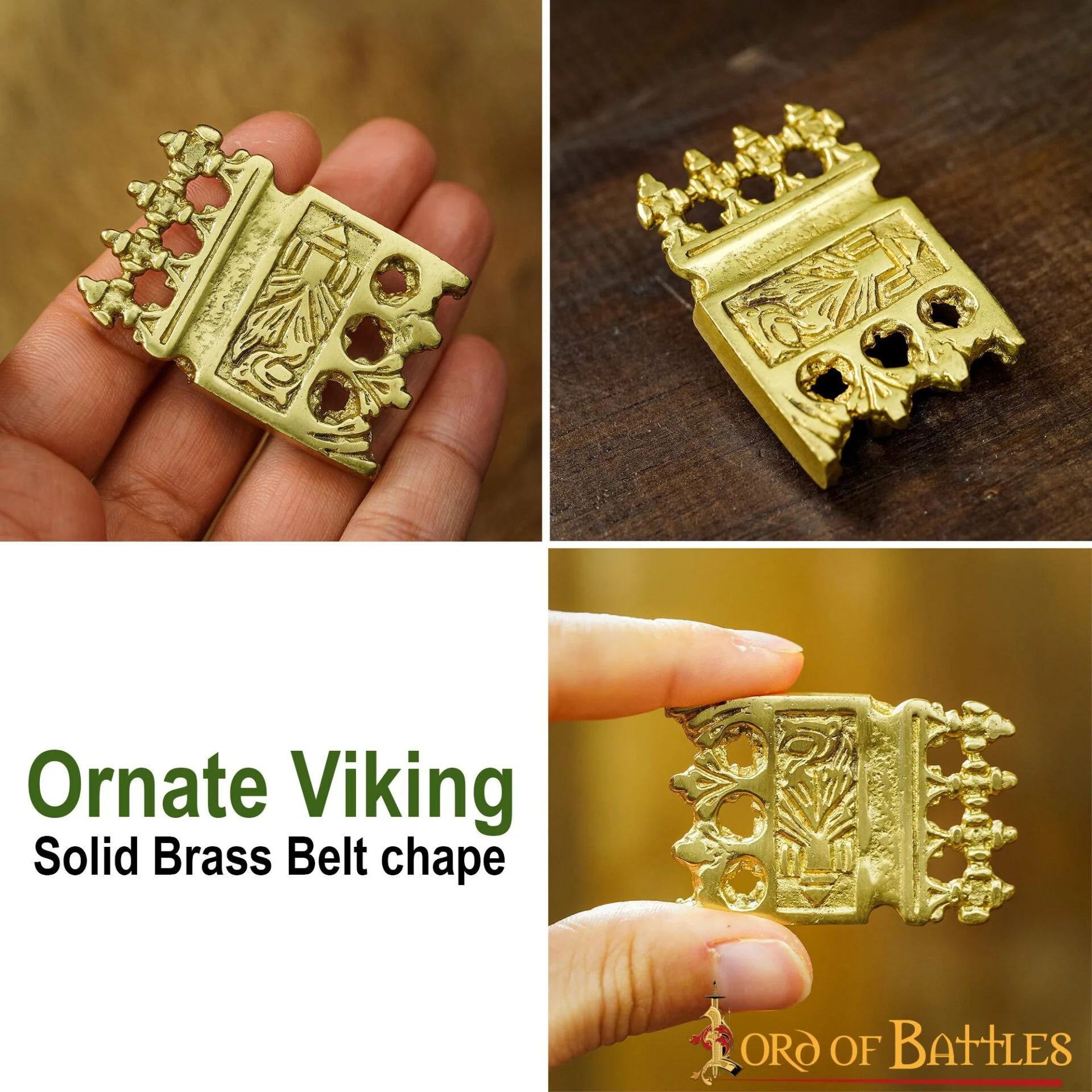 Punta de Cinturón de Latón Ornamentada Vikinga - Image 4