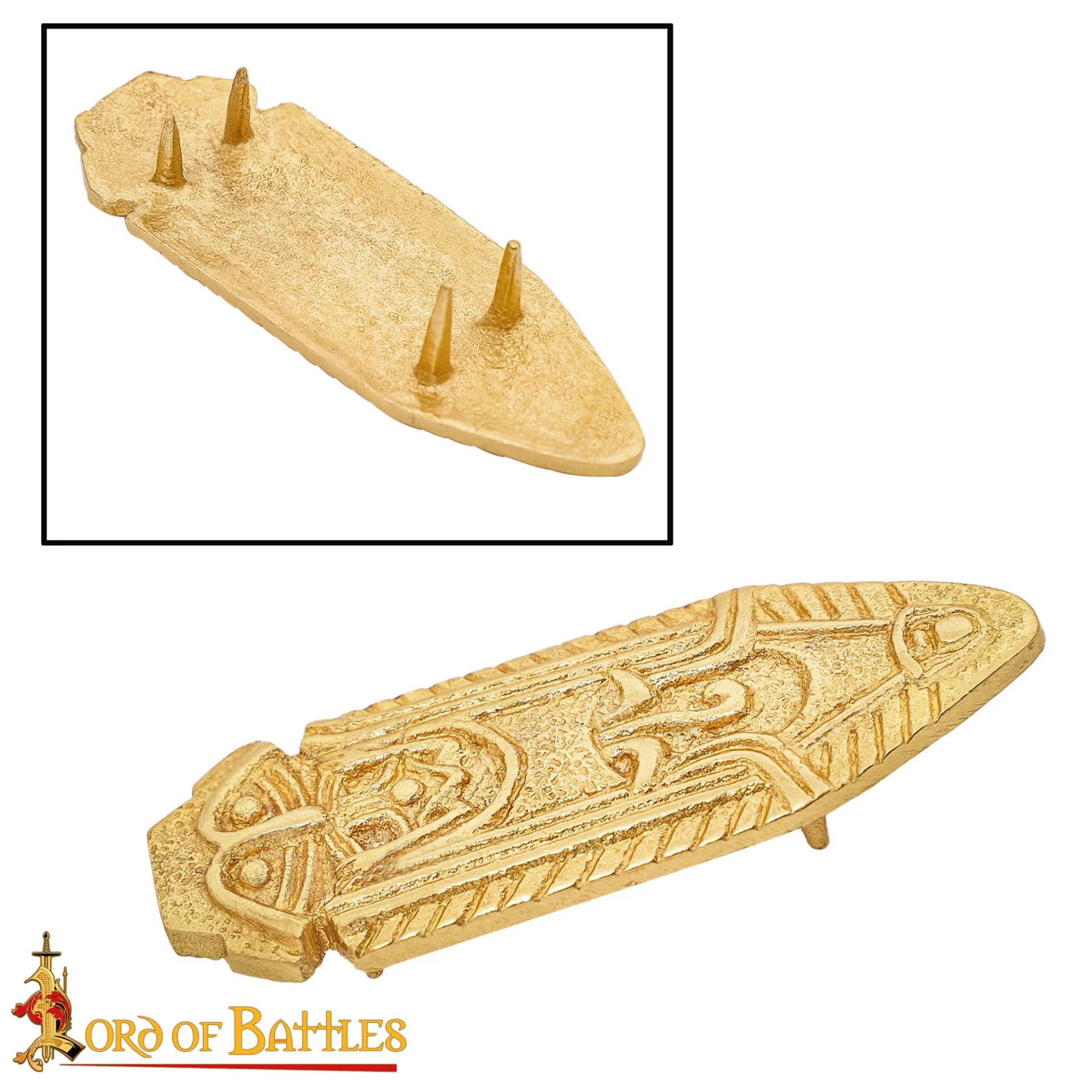 Punta de Cinturón de Latón Vikingo - Chape Grabado - Accesorio Medieval de Latón Macizo para Cinturón - Image 8