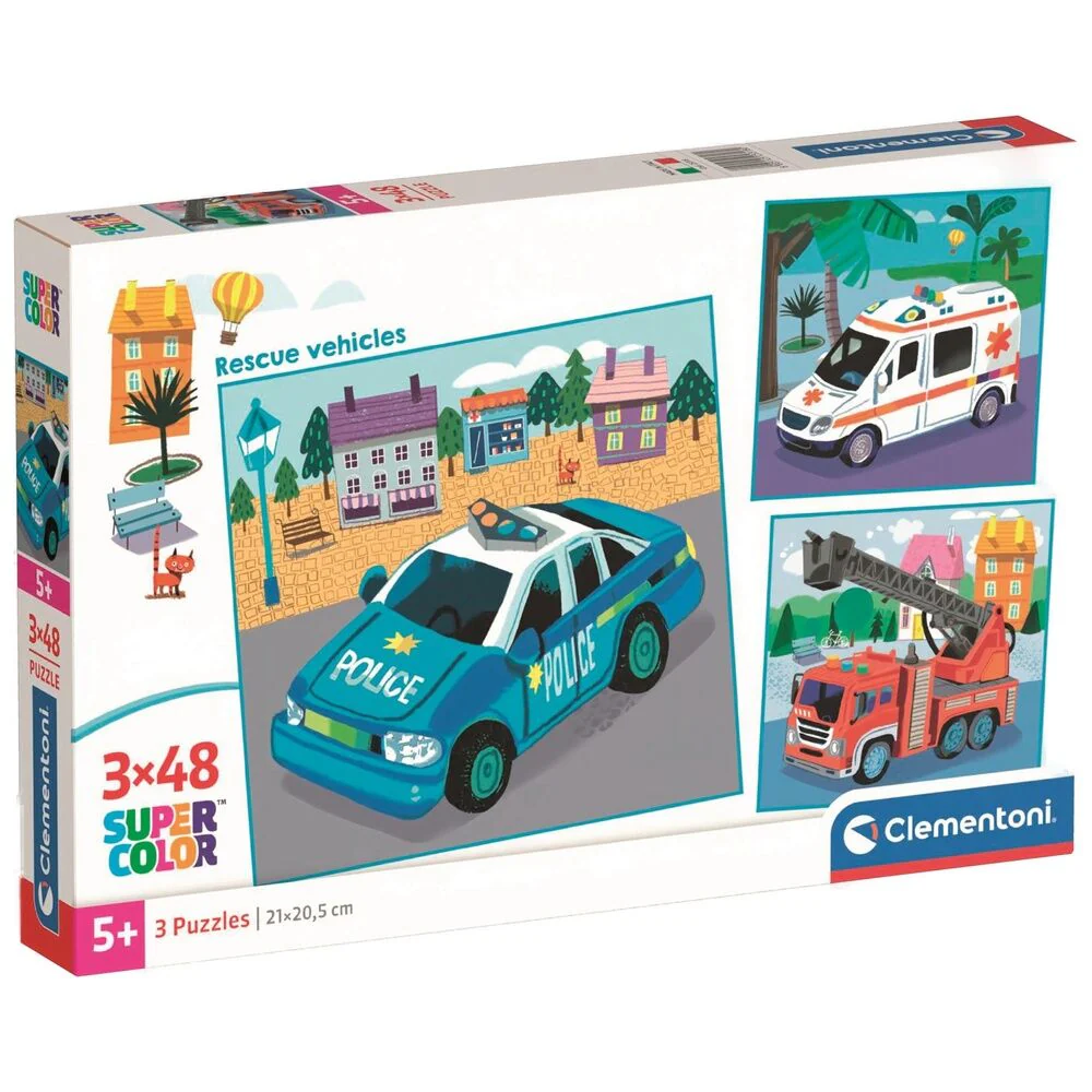 Puzzle Vehiculos De Rescate 3X48pzs