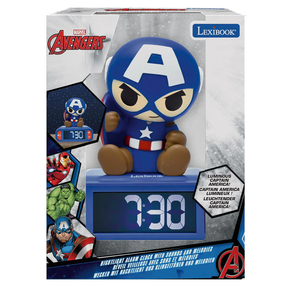 Reloj Despertador Luz Nocturna 3D Capitan America Vengadores Avengers Marvel - Image 4
