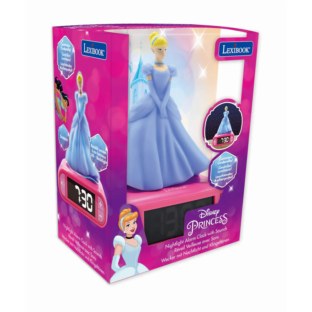 Reloj Despertador Luz Nocturna 3D Cenicienta Princesas Disney - Image 4