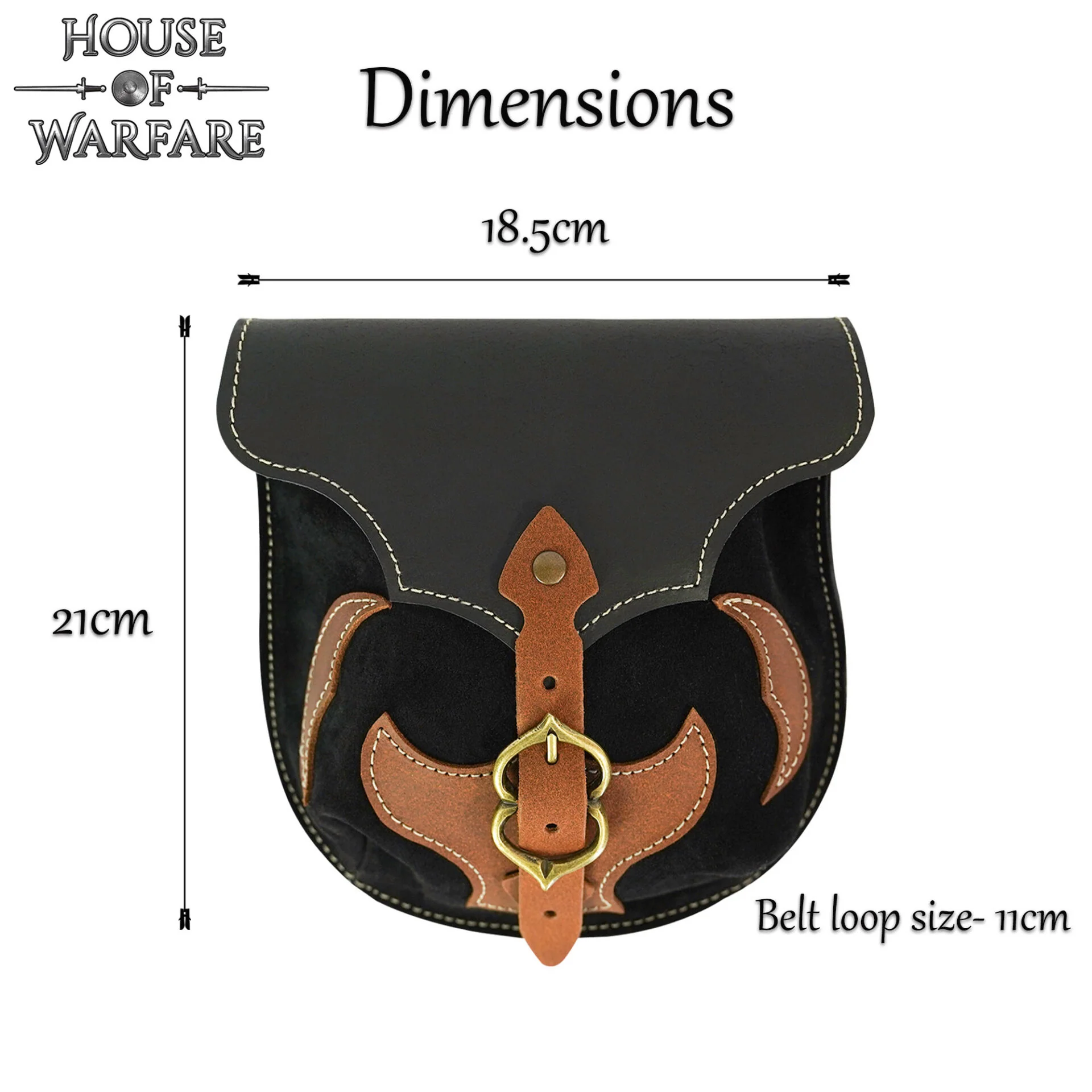 Riñonera Medieval Artesanal de Cuero con Hebilla de Latón y Apliques Marrones - Image 3