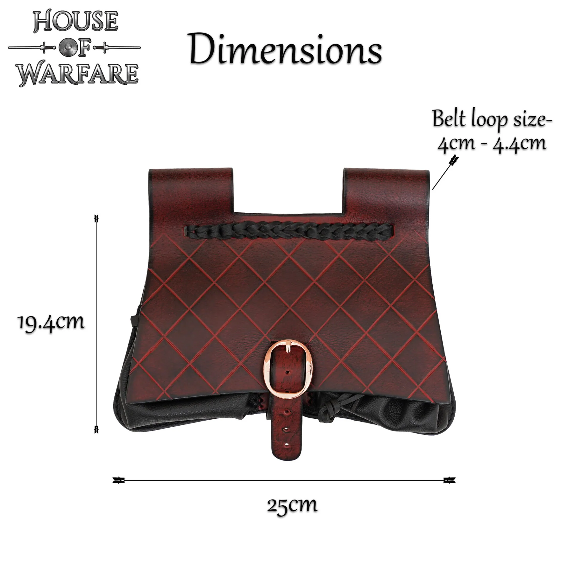 Riñonera Medieval de Cuero - Bolsa Negra y Granate Hecha a Mano con Múltiples Compartimentos Interiores - Image 3
