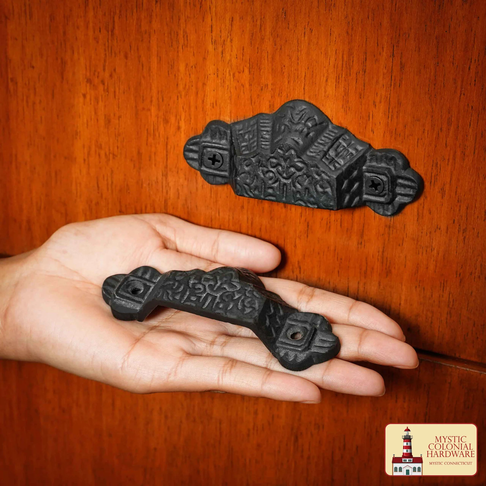 Rústico Cajón de Hierro Fundido Tira de la Taza del Gabinete Tira: Ideales para Ambientes Victorianos, Coloniales, Retro, Steampunk, Góticos, Barrocos y Medievales, (10.1x4.1) Cm - Image 2