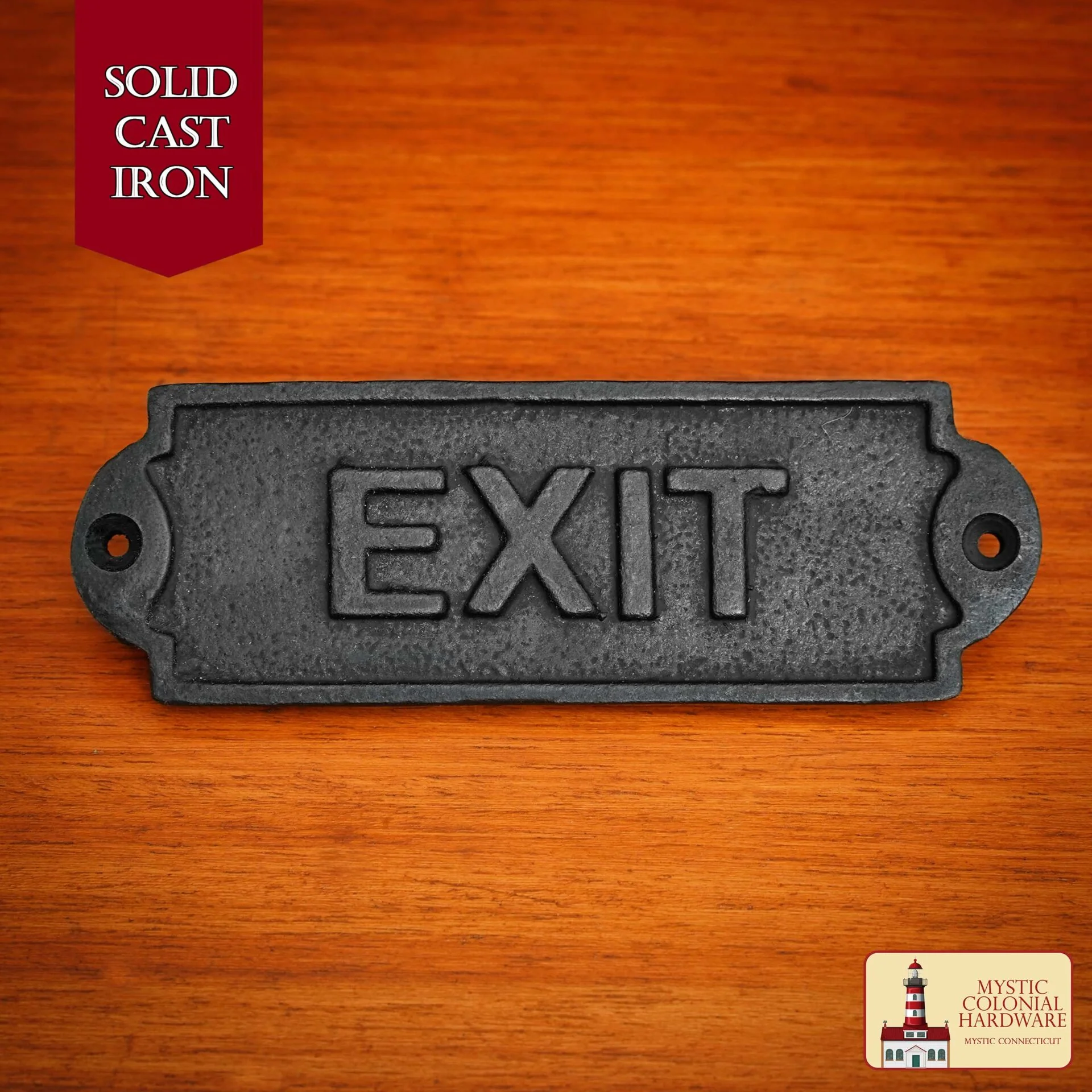 Señal de Salida Vintage de Hierro Forjado Macizo - Placa para Puerta de Hierro Fundido Hecha a Mano - Accesorio de Ferretería Industrial Rústica (15 X 5 Cm)