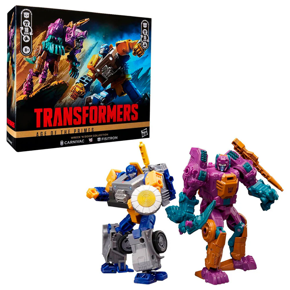 Set 2 Figuras Fisitron & Carnivac Transformers Age Of The Primes 14Cm