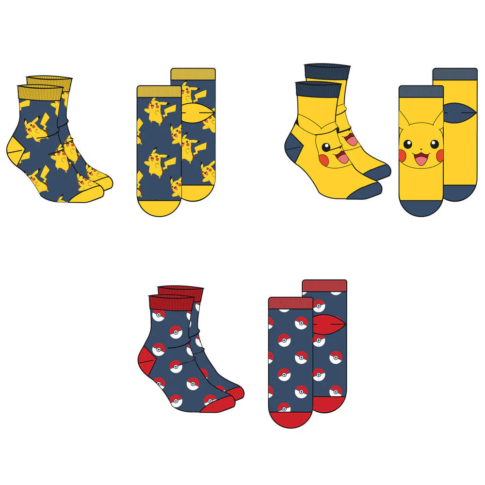 Set 3 Calcetines Pokemon Adulto Surtido - Image 2