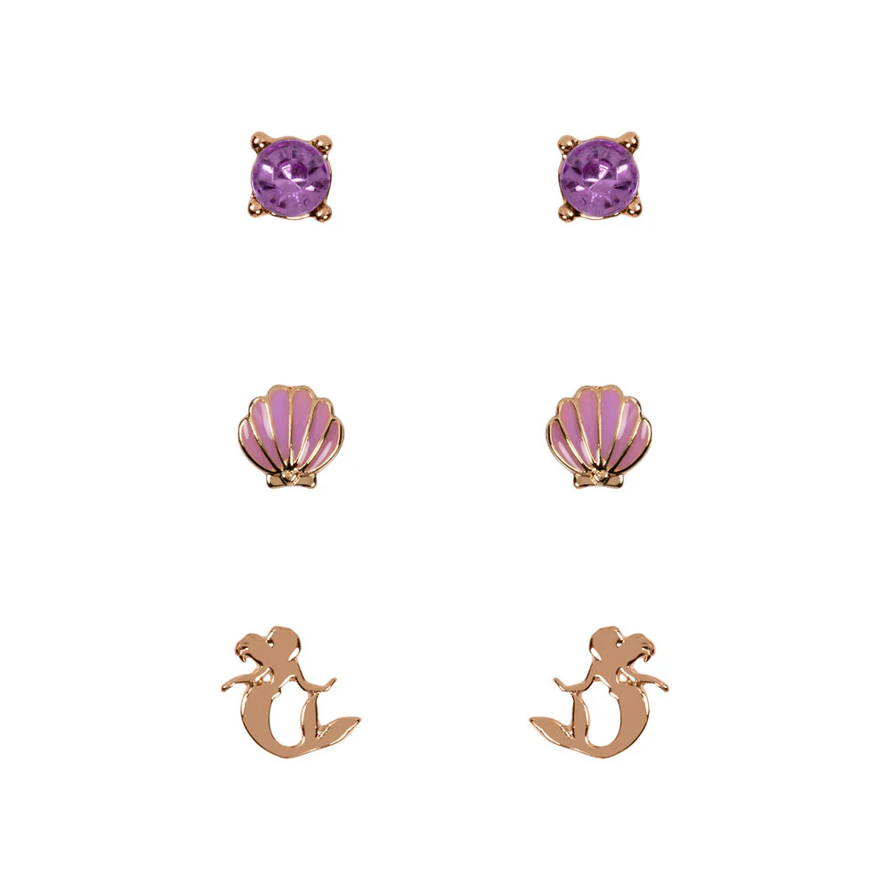 Set 3 Pares De Pendientes La Sirenita Disney