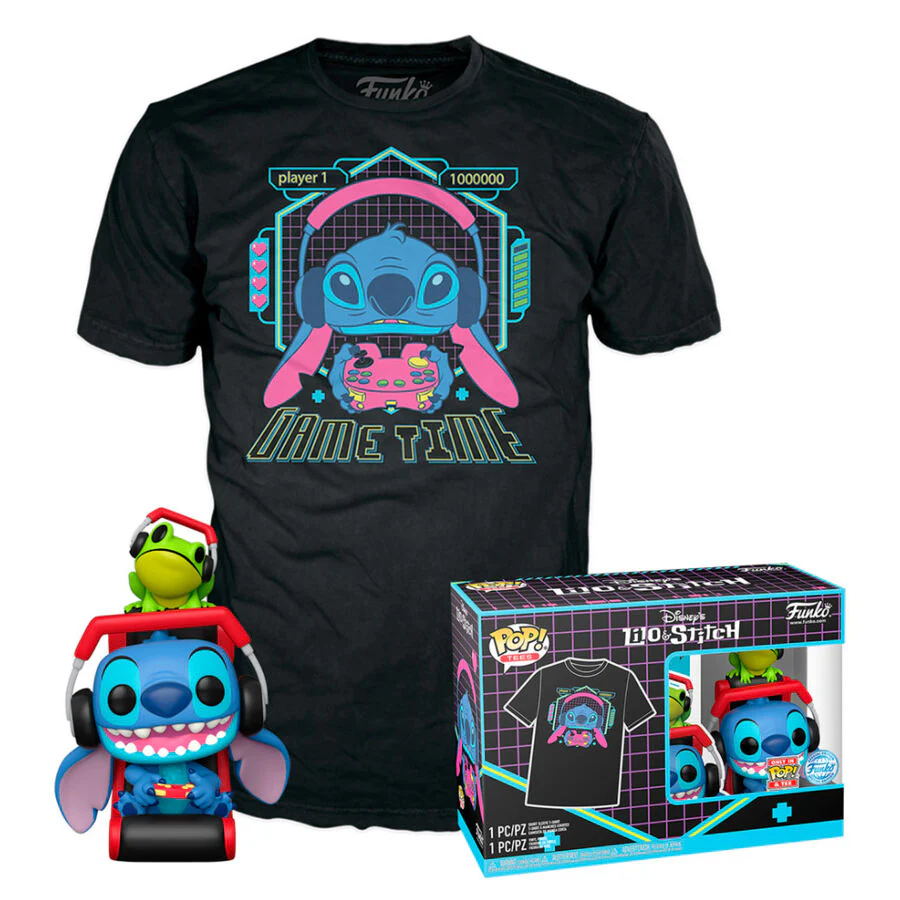 Set Figura Pop & Tee Disney Stitch Gamer Stitch With Frog