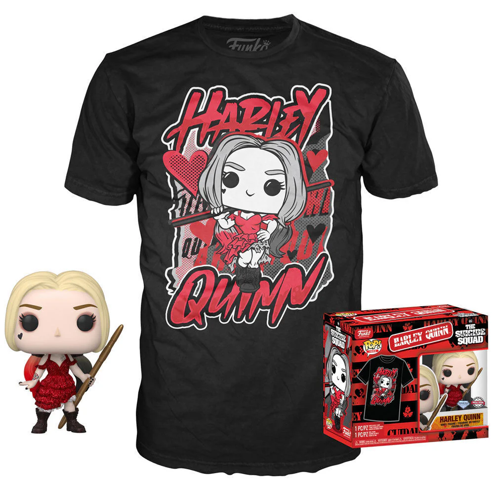 Set Figura Pop & Tee Dc Comics Escuadron Suicida Harley Quinn