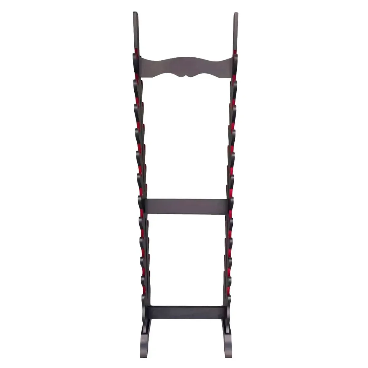 Soporte de Pie para Katanas en Madera Negra y Terciopelo Rojo – 10 o 24 Piezas - Image 3