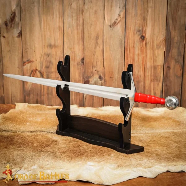 Soporte para Hacha/espada Artesanal de Madera Auténtica de Tres Niveles