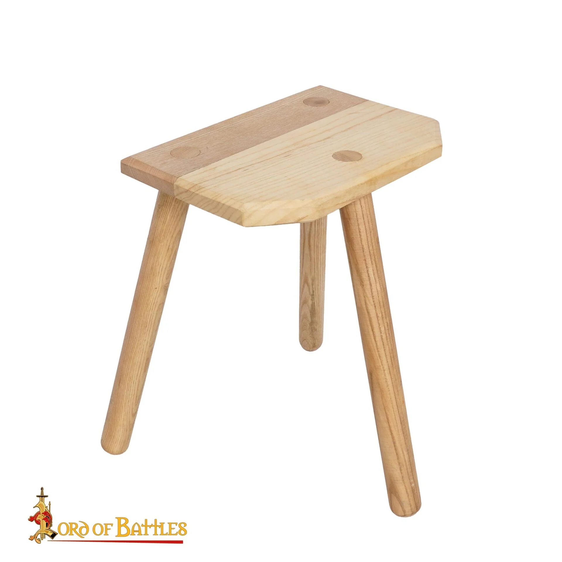 Taburete Medieval Artesanal de Madera de Fresno - Image 3