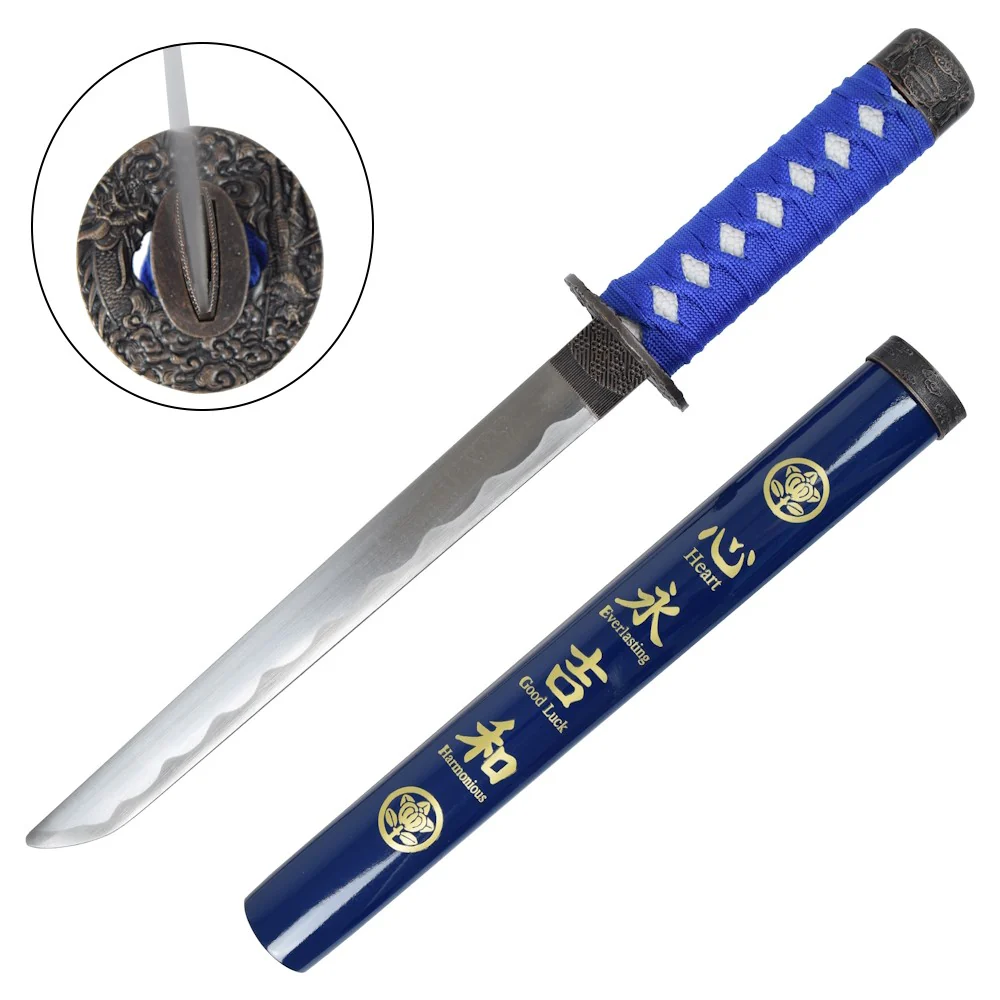 Tanto Decorativo Japonés con Funda de Madera – Negro, Azul, Rojo y Blanco 42.5 cm - Image 3