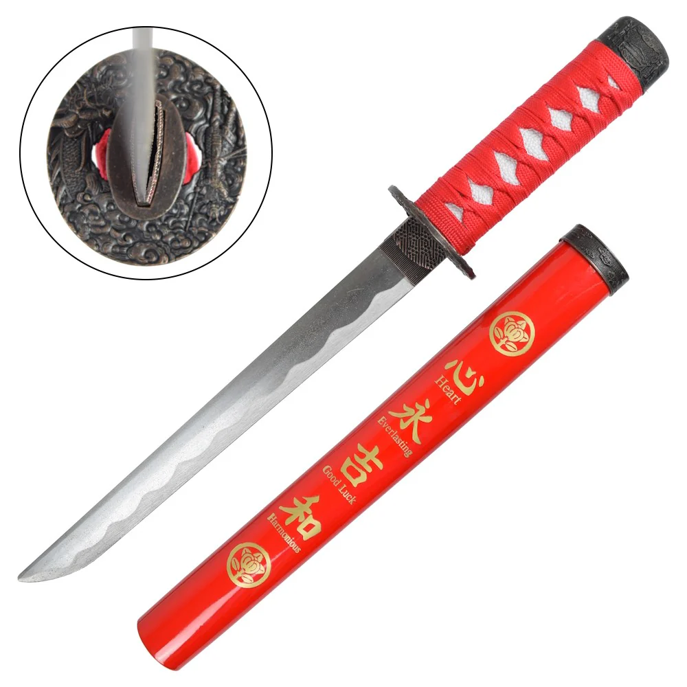 Tanto Decorativo Japonés con Funda de Madera – Negro, Azul, Rojo y Blanco 42.5 cm - Image 5