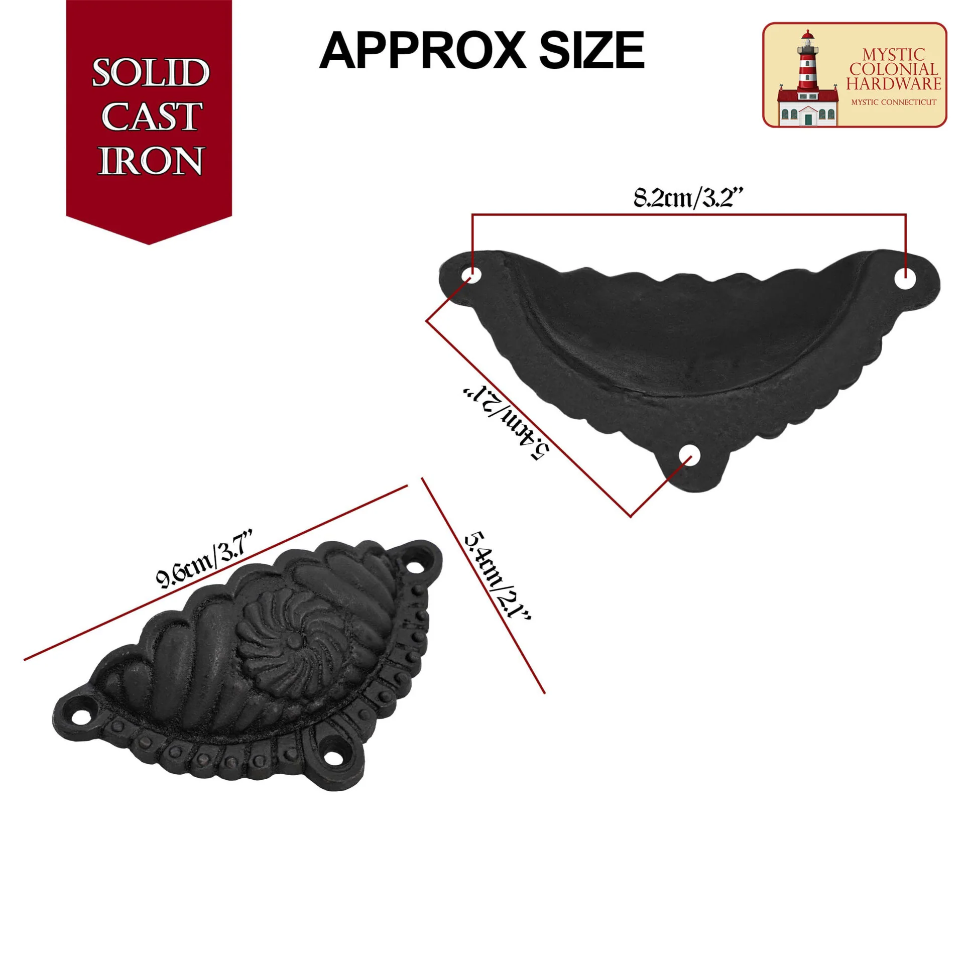 Tiradores Rústicos de Hierro Fundido para Cajones Tiradores para Armarios: Ideal para Ambientes Victorianos, Coloniales, Retro, Steampunk, Góticos, Barrocos y Medievales, (9.6x5.4) Cm - Image 3