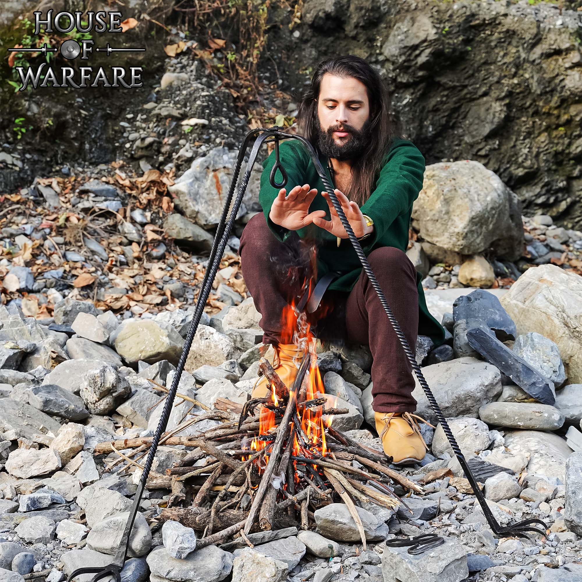 Trípode de Cocina de Hierro Medieval Forjado a Mano - Acabado en Negro Soporte de Hoguera para Cocinar Al Aire Libre - Image 12