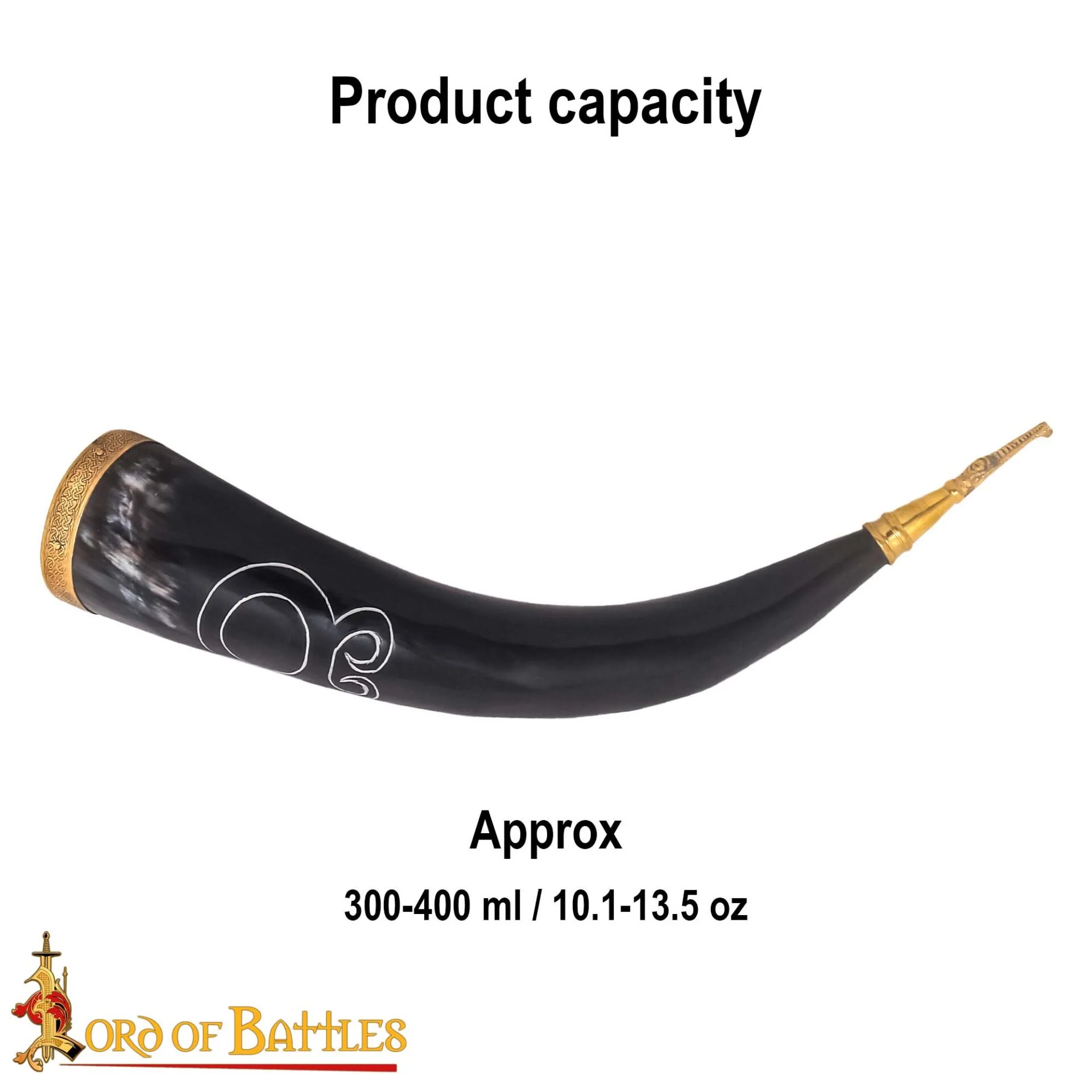 Troll Cross Viking Drinking Horn 300 - 400 Ml con Accesorios de Latón Puro Hechos a Mano con Auténtico Cuerno de Buey - Image 3