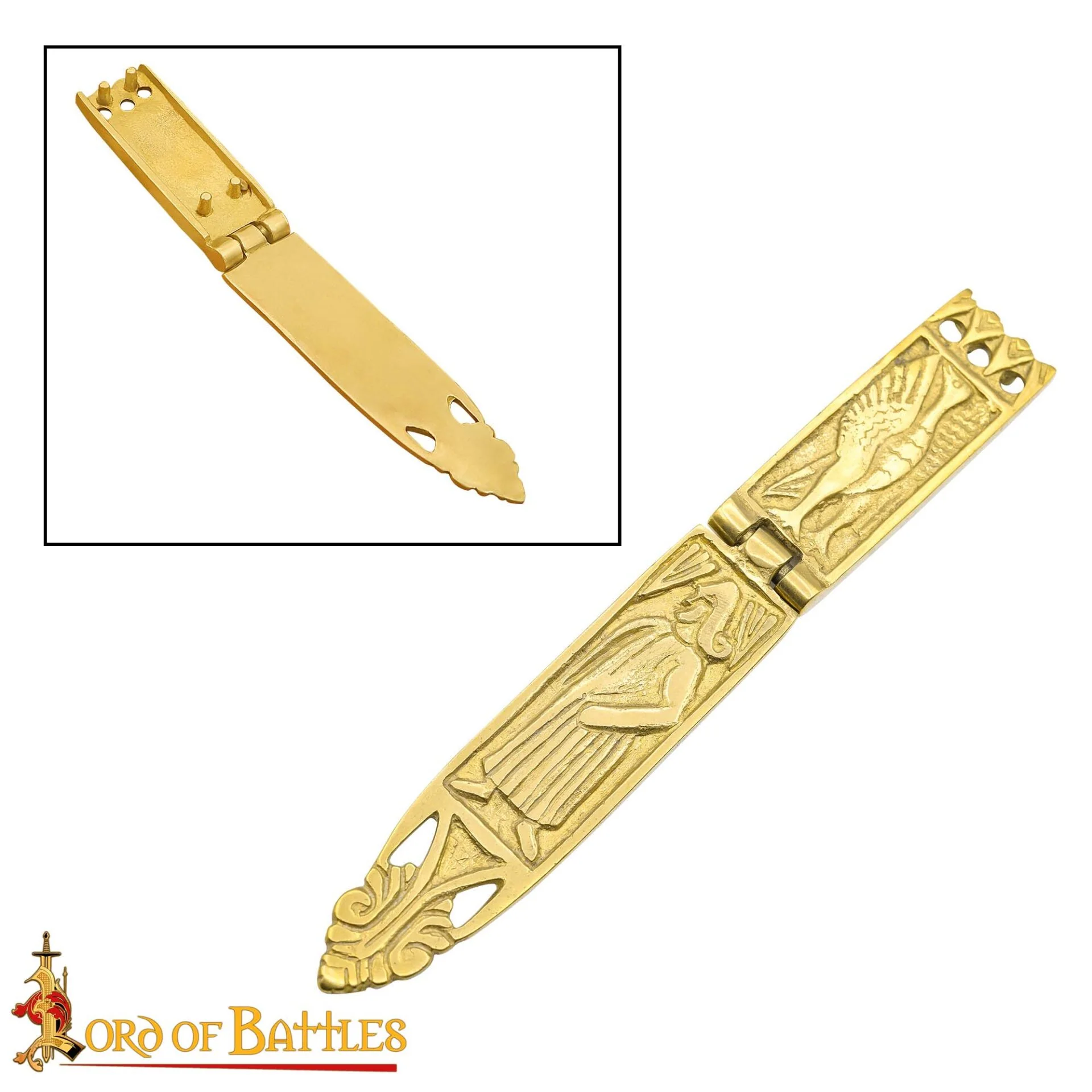 Vaina de Espada Vikinga de Latón - 16,5 Cm Guarnición Grabada con Diseño de Bisagra - Image 5