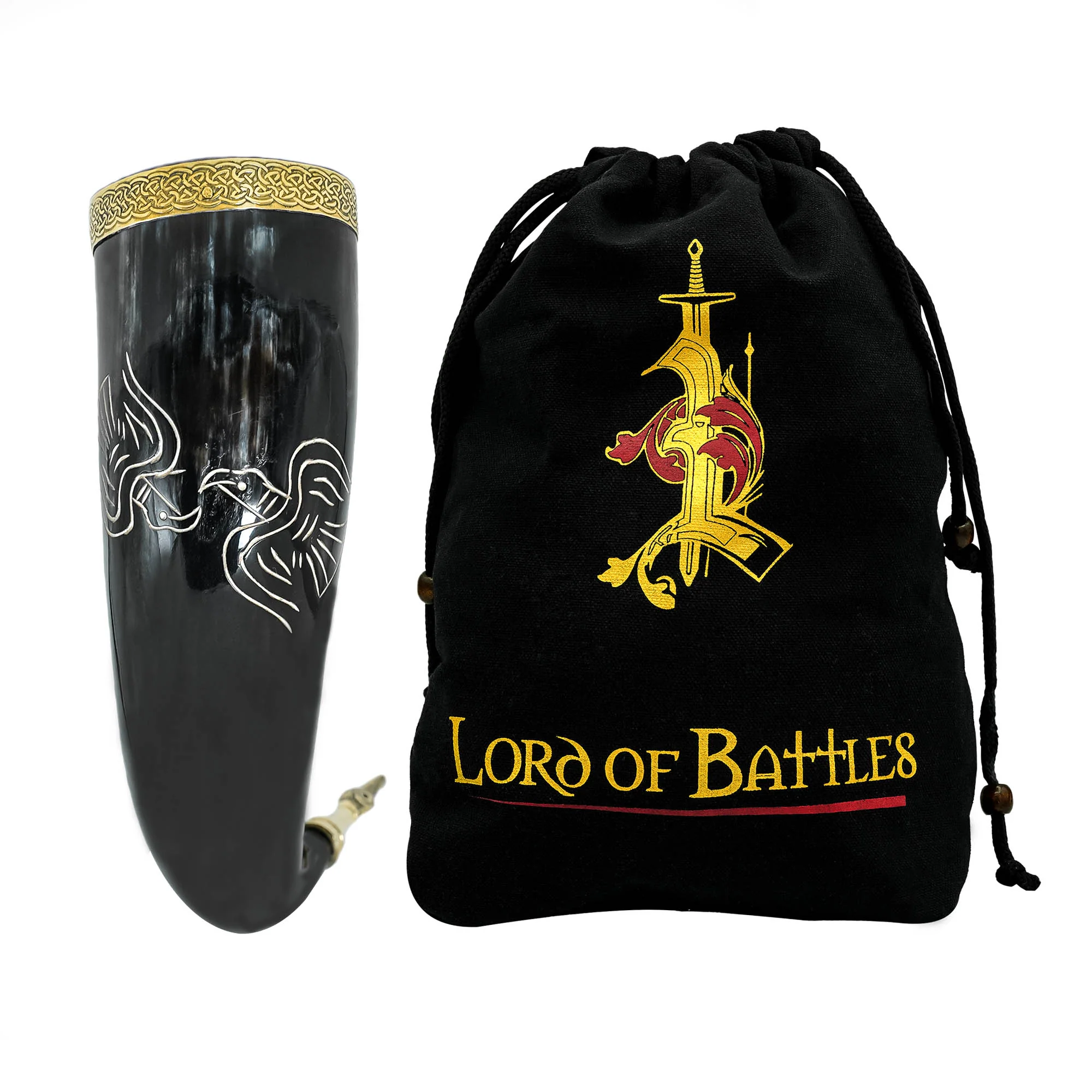 Viking Drinking Horn 400 - 500 Ml Cuerno de Buey Auténtico Hecho a Mano