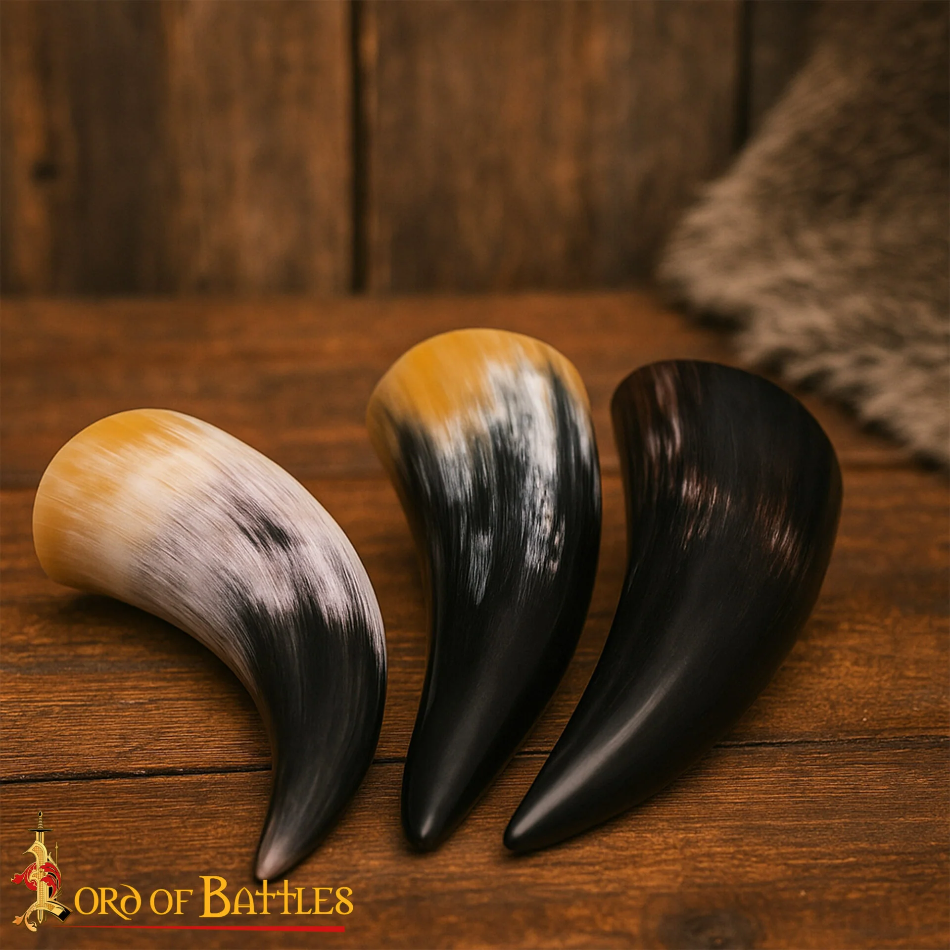 Viking Drinking Horn - Cuerno de Buey Natural Hecho a Mano (juego de 3)