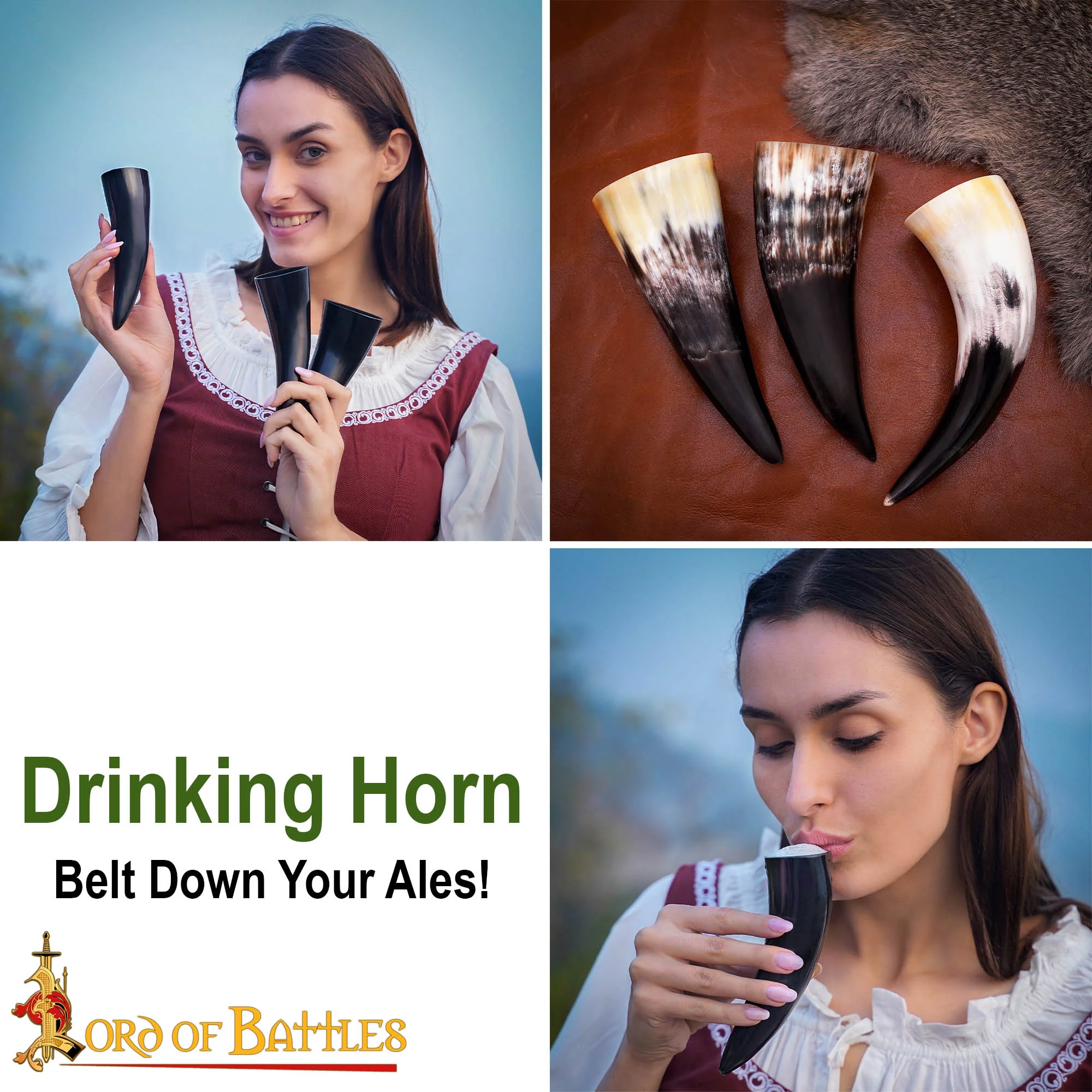 Viking Drinking Horn - Cuerno de Buey Natural Hecho a Mano (juego de 3) - Image 10