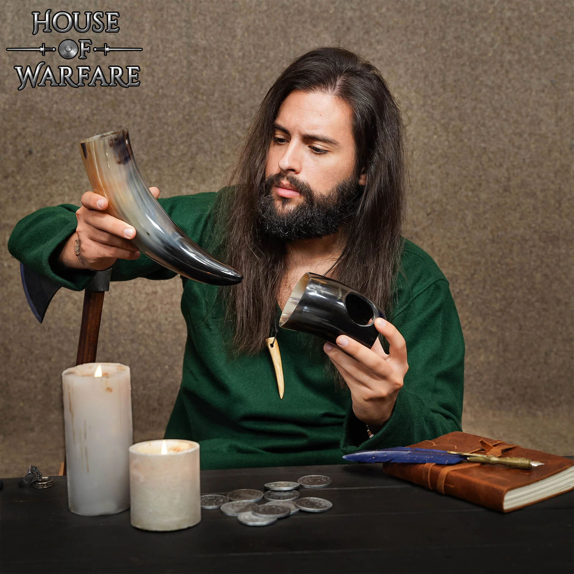 Vikingo Cuerno de Buey Pulido para Beber con Soporte - Image 10